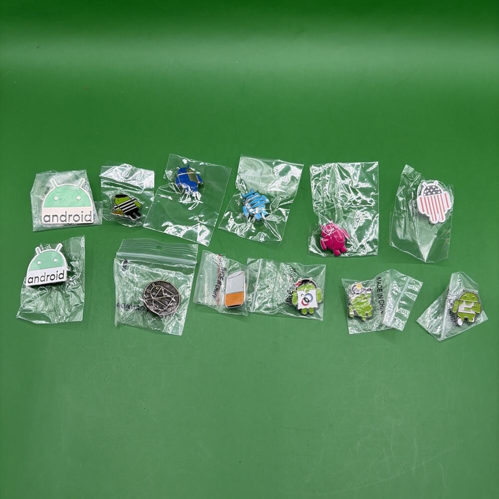 ASSORTED GOOGLE ANDROID PIN COLLECTION Pack - Set of 12 RARE